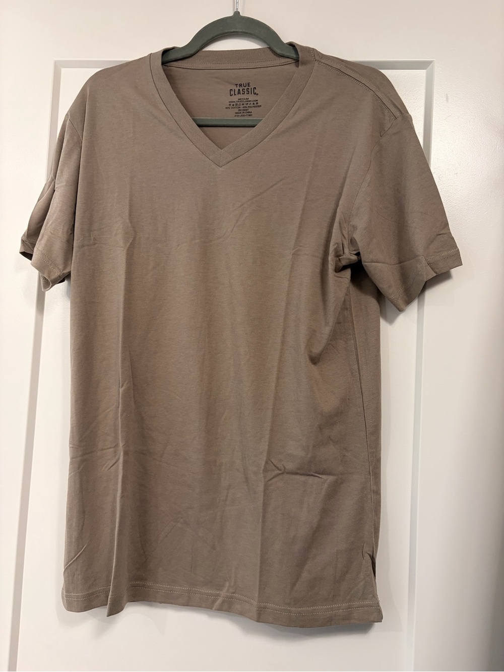 True Classic Taupe V-Neck Tee - New Without Bag - Size Medium